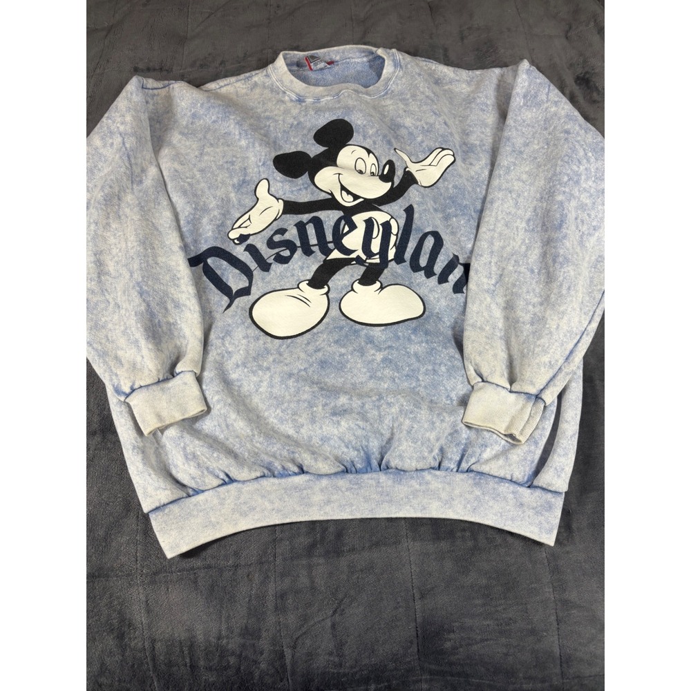 Vintage Disneyland Mickey Mouse Acid Wash Sweatshirt Blue Made in USA One Size
